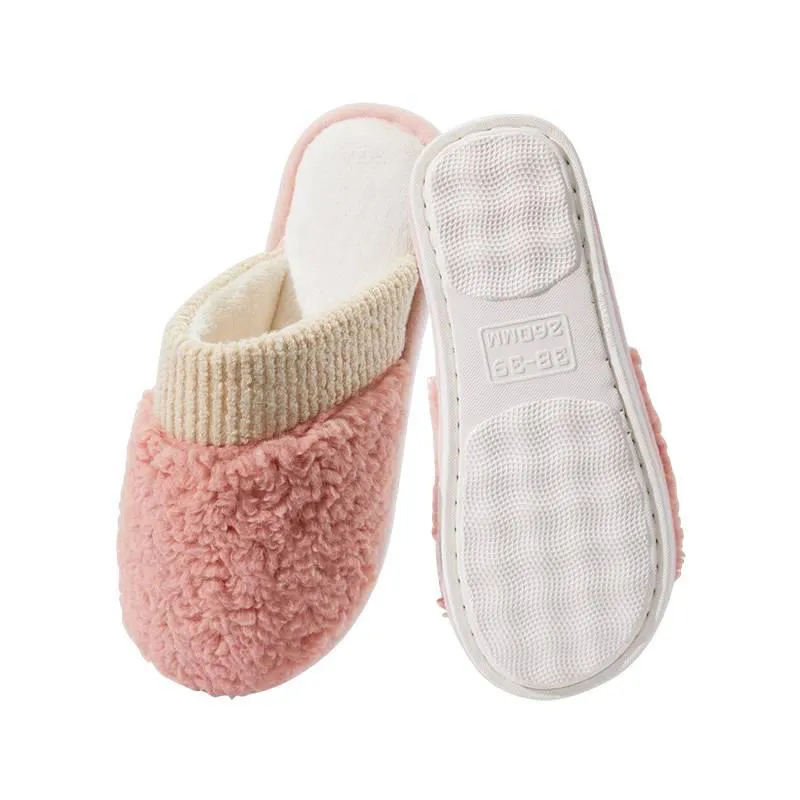 加厚麦穗绒防风更保暖 可爱情侣居家防滑拖鞋 立体波纹鞋底&q