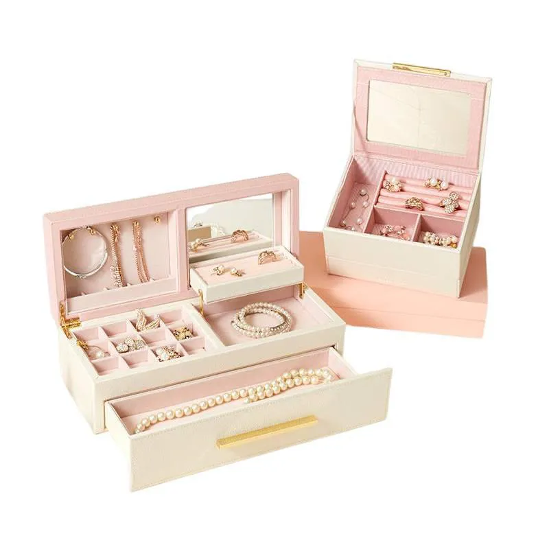 品质PU高质感纹理多规格收纳 蜜桃可可单层/二层收纳首饰盒 